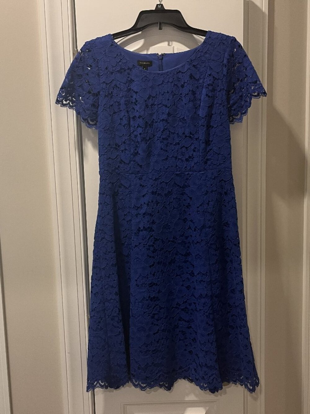 Talbots royal blue, short sleeve lace dress, size 4